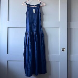 J. Crew Pintuck Mixy Dress Navy Blue Sleeveless Midi XXS Classic Minimalist‎